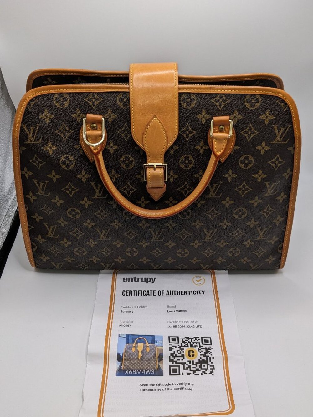 Louis Vuitton Rivoli Monogram Briefcase Vintage Top Handle Bag Entrupy COA